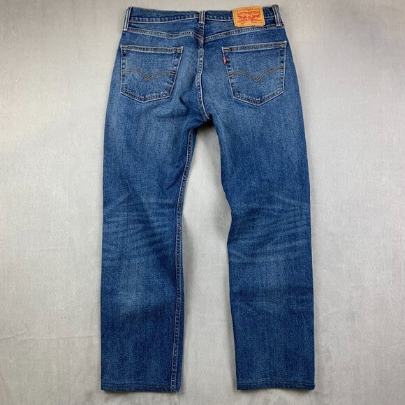 Levis Mens Pants 30 Blue Jeans 505 Regular Fit Medium Wash Strauss Denim 30x28 - Picture 7 of 10